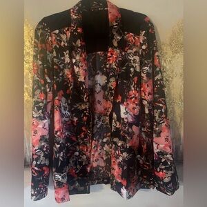 Metaphor Black and Red Floral Blazer, long sleeve.